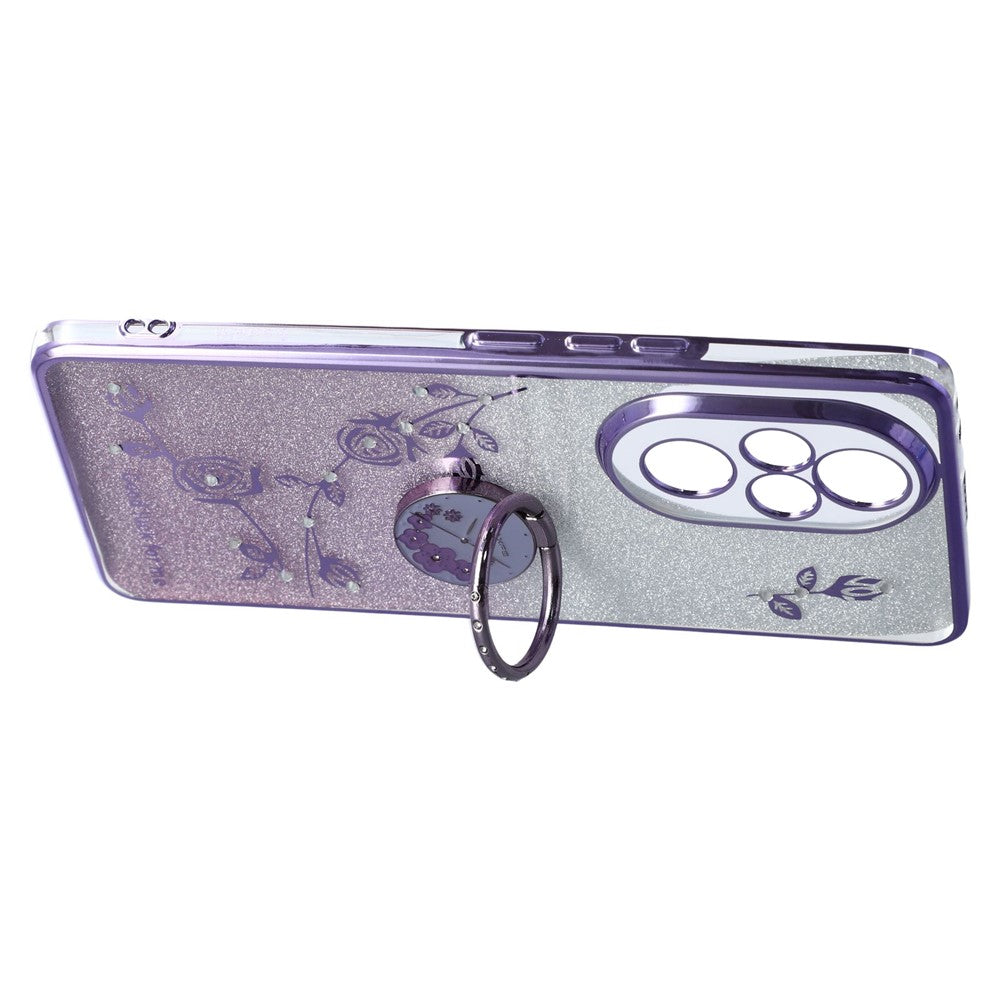 KADEM For Honor 200 Pro 5G Case Ring Kickstand TPU Flowers Phone Cover Gradient Glitter