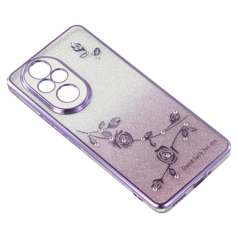 KADEM For Honor 200 Pro 5G Case Ring Kickstand TPU Flowers Phone Cover Gradient Glitter