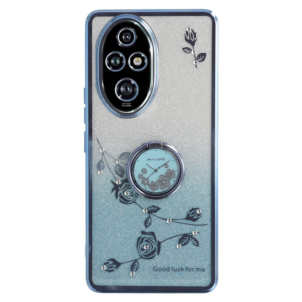 KADEM For Honor 200 Pro 5G Case Ring Kickstand TPU Flowers Phone Cover Gradient Glitter