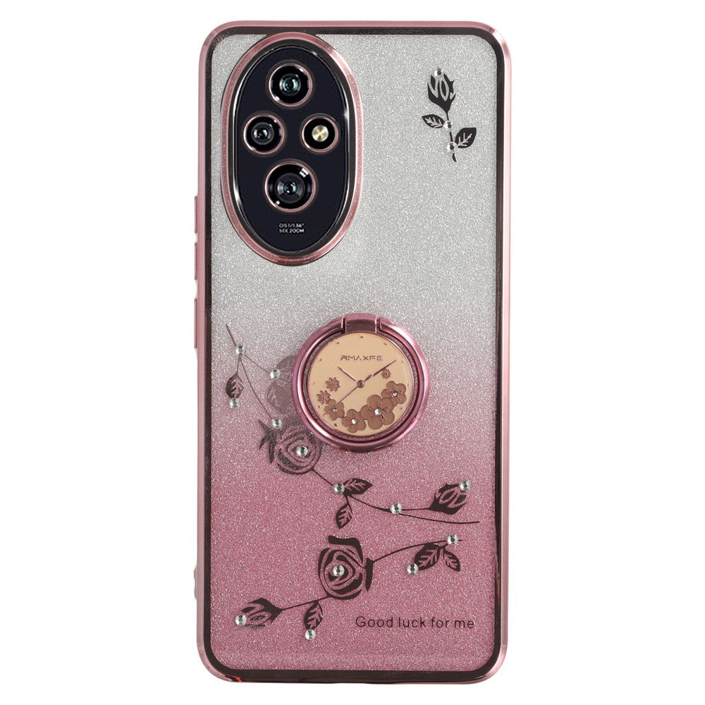 KADEM For Honor 200 5G Case Ring Kickstand TPU Flowers Phone Cover Gradient Glitter