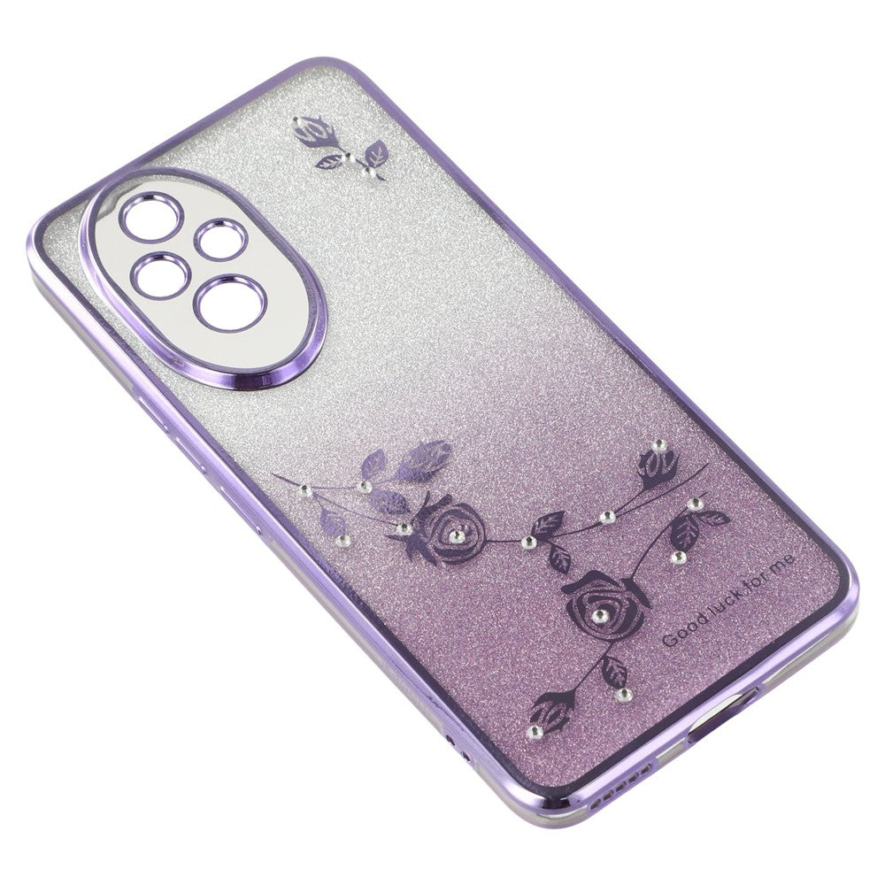 KADEM For Honor 200 5G Case Ring Kickstand TPU Flowers Phone Cover Gradient Glitter