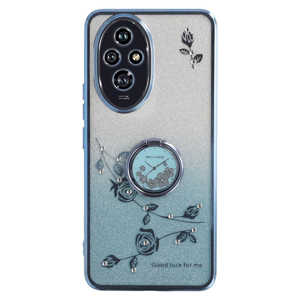 KADEM For Honor 200 5G Case Ring Kickstand TPU Flowers Phone Cover Gradient Glitter