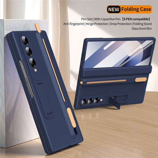Galaxy Z Fold3 5G – Handyhülle aus Kunststoff und gehärtetem Glas, mit Ständer, mit Displayschutz, mit Stifthalter