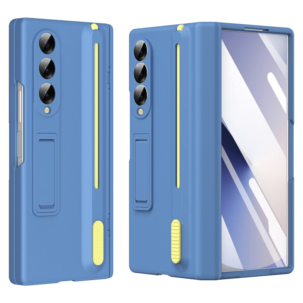 For Samsung Galaxy Z Fold4 5G Kickstand Phone Case with Tempered Glass Screen Protector and Stylus Pen
