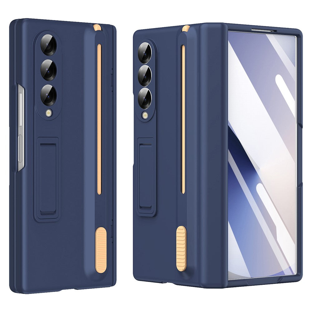 For Samsung Galaxy Z Fold6 5G Kickstand PC Phone Case with Tempered Glass Screen Protector and Stylus Pen