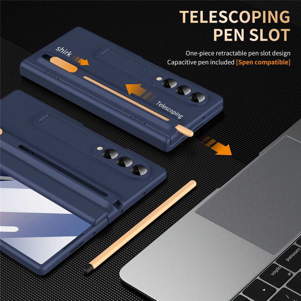 For Samsung Galaxy Z Fold6 5G Kickstand PC Phone Case with Tempered Glass Screen Protector and Stylus Pen