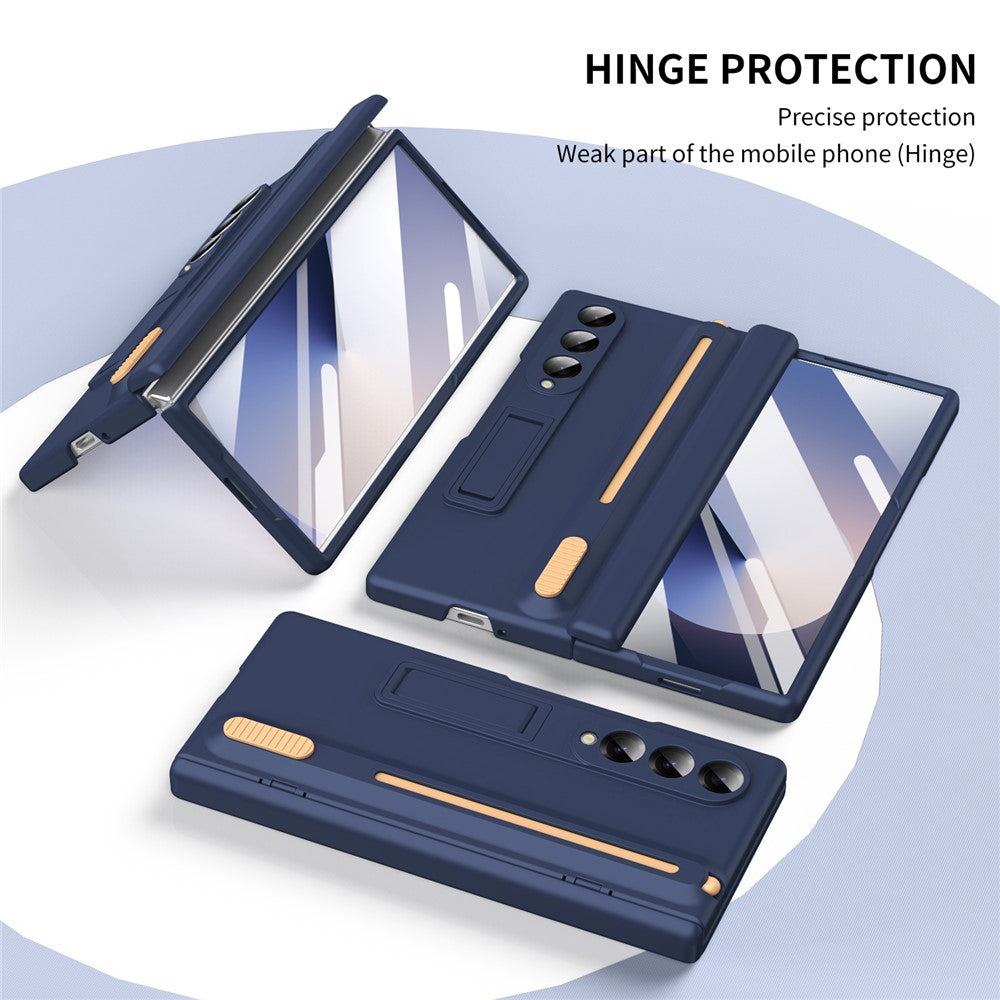 For Samsung Galaxy Z Fold6 5G Kickstand PC Phone Case with Tempered Glass Screen Protector and Stylus Pen