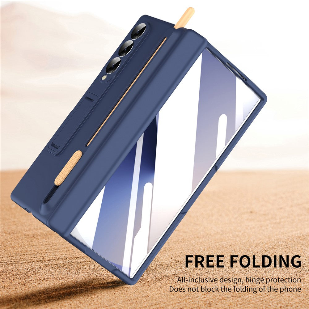 For Samsung Galaxy Z Fold6 5G Kickstand PC Phone Case with Tempered Glass Screen Protector and Stylus Pen