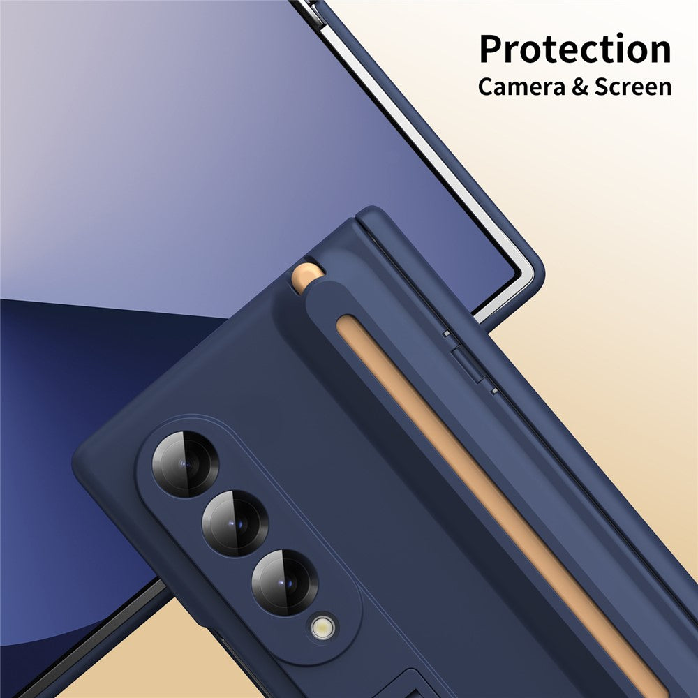 For Samsung Galaxy Z Fold6 5G Kickstand PC Phone Case with Tempered Glass Screen Protector and Stylus Pen