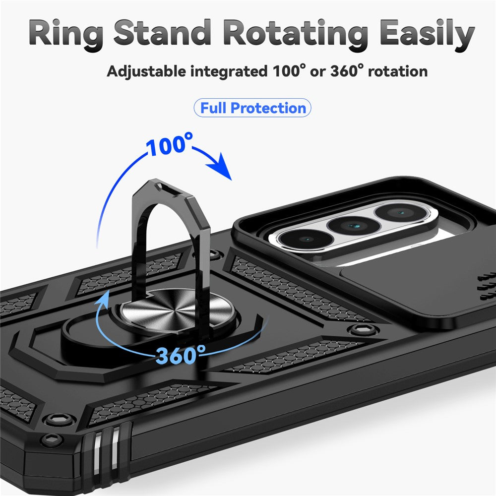 Galaxy A36 5G / A56 5G Stoßfeste Schutzhülle – mit Kameraschutz-Schieber & 360° Ringhalter