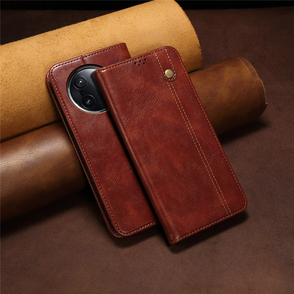 For Xiaomi Poco F7 Ultra 5G / Redmi K80 Pro 5G Case Crazy Horse Texture Waxy Leather Wallet Stand Phone Cover