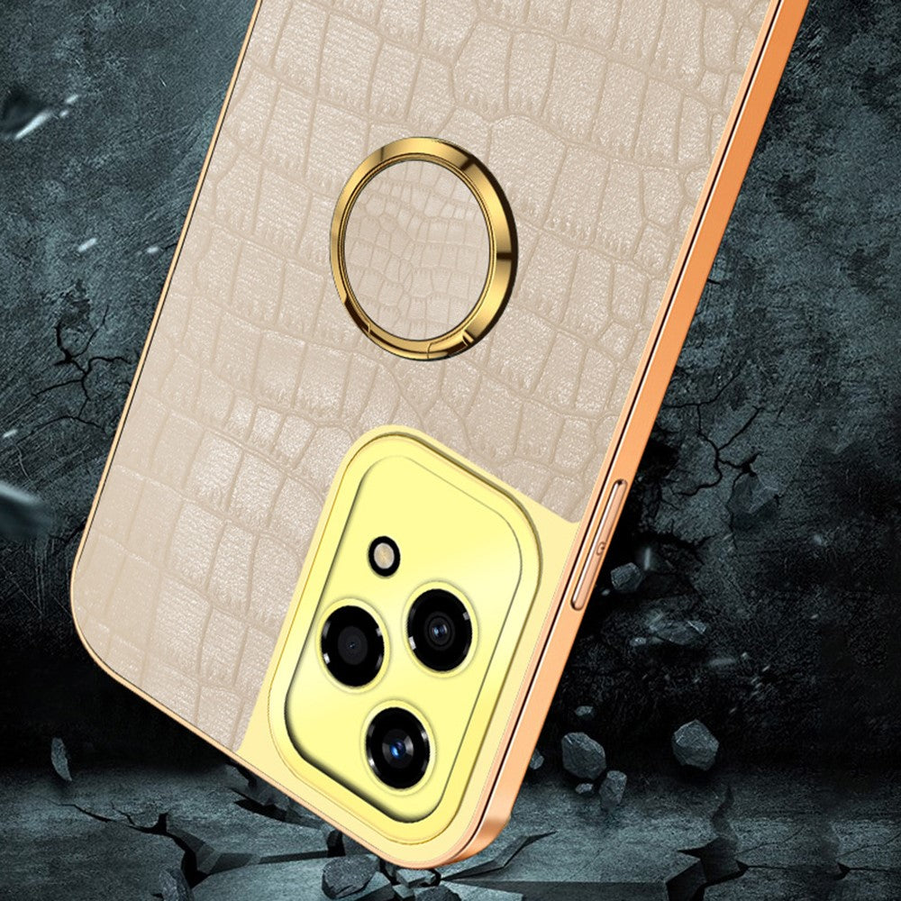Honor 200 Lite Handyhülle – Aus TPU + PU, mit Ständer, galvanisiert, Krokodilmuster