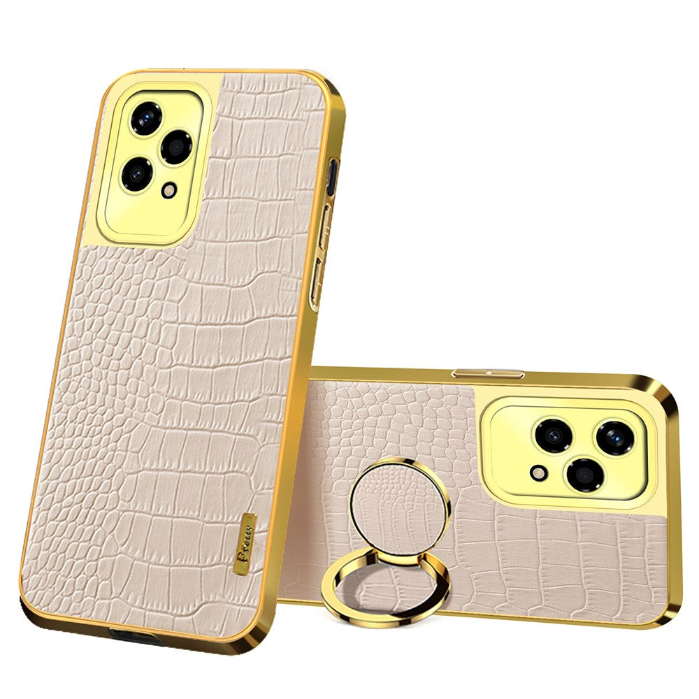 Honor 200 Lite Handyhülle – Aus TPU + PU, mit Ständer, galvanisiert, Krokodilmuster