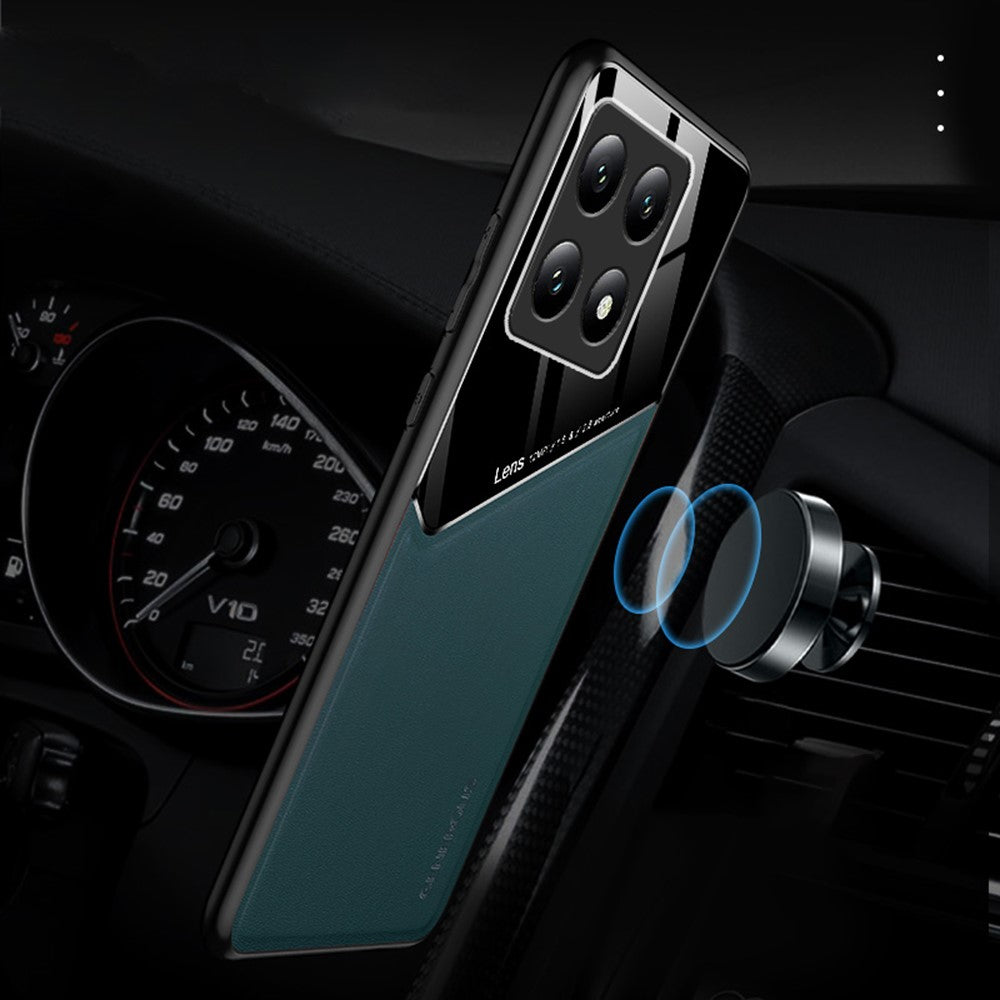 For Xiaomi 14T Case Leather Coated PC+TPU Phone Back Cover