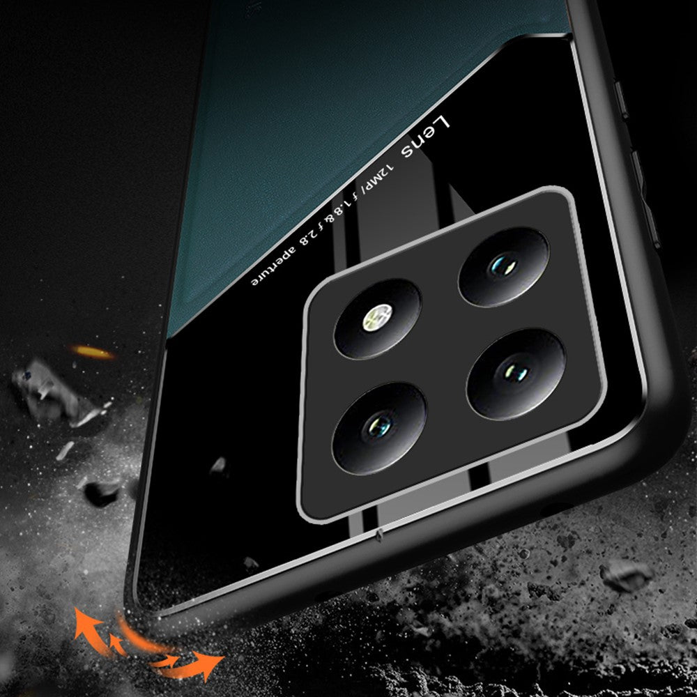 For Xiaomi 14T Case Leather Coated PC+TPU Phone Back Cover