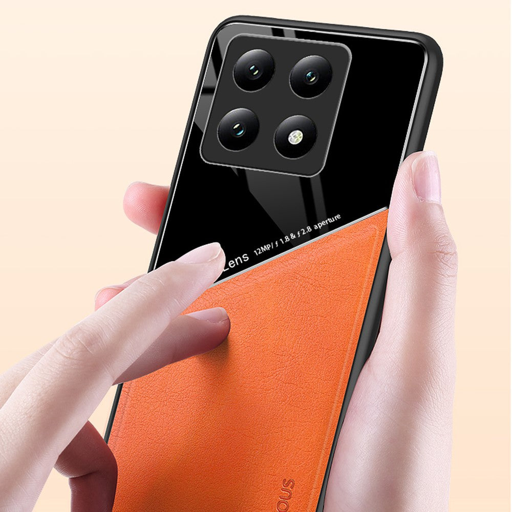 For Xiaomi 14T Case Leather Coated PC+TPU Phone Back Cover