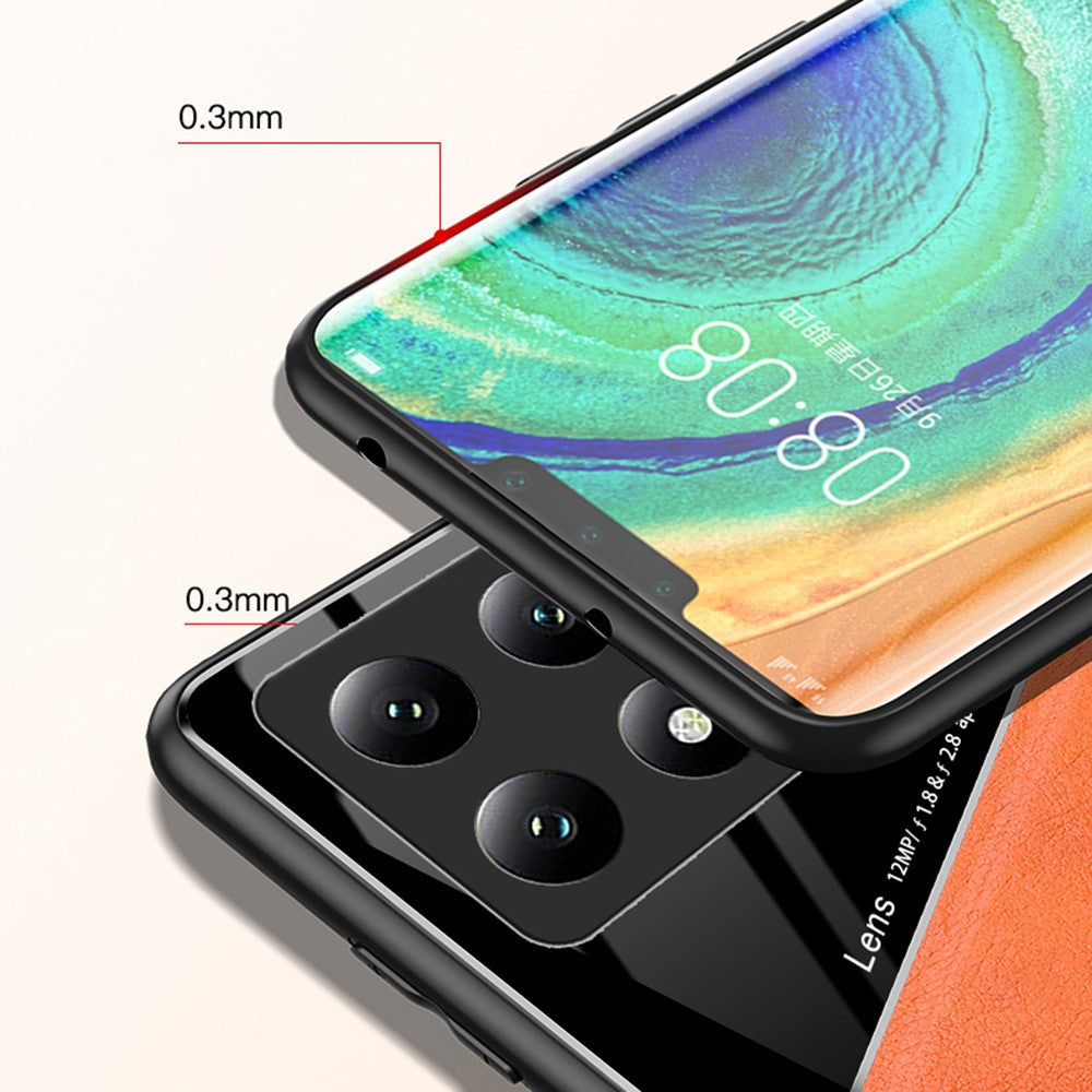 For Xiaomi 14T Case Leather Coated PC+TPU Phone Back Cover