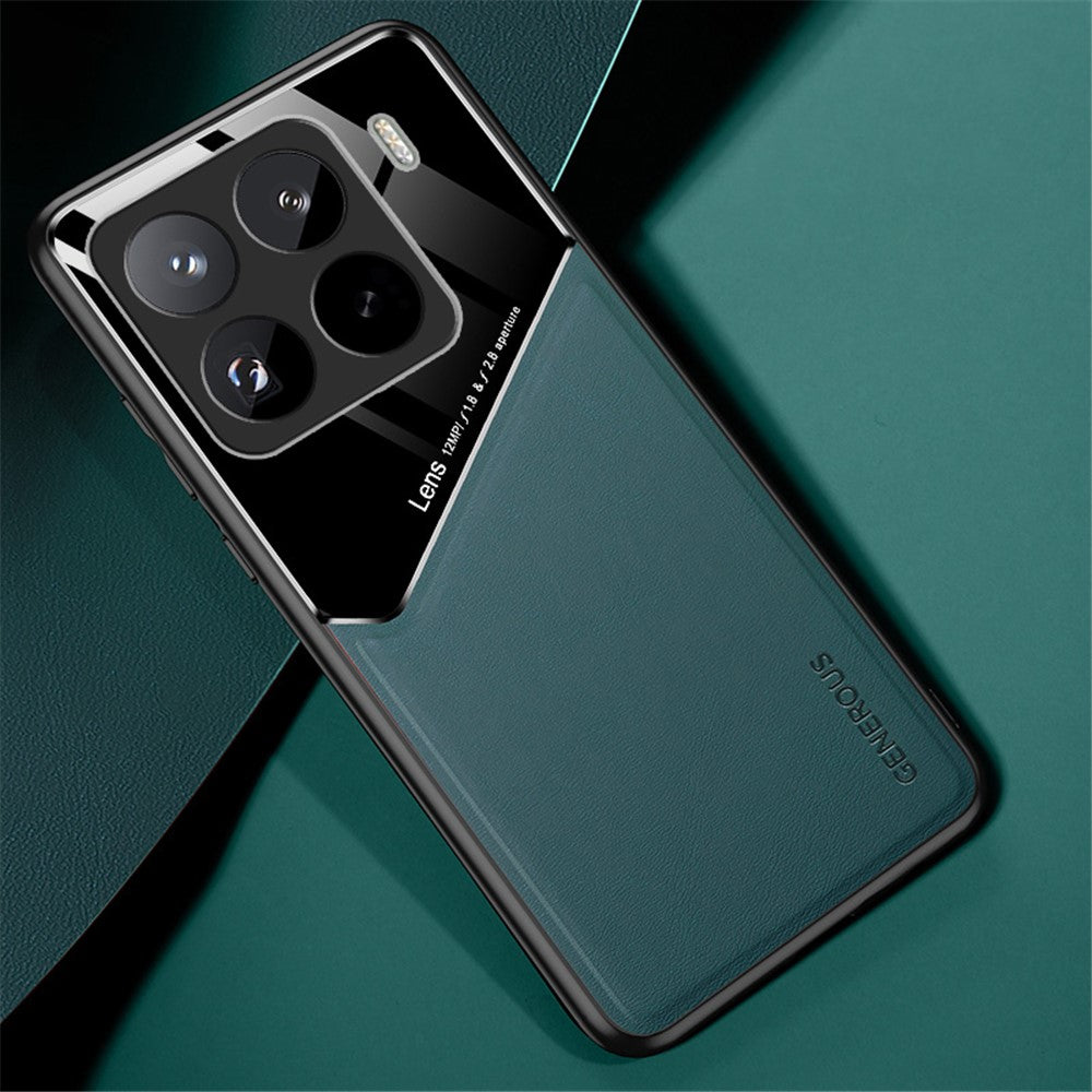 For Xiaomi 15 Pro Case Leather Coated PC+TPU Phone Back Cover