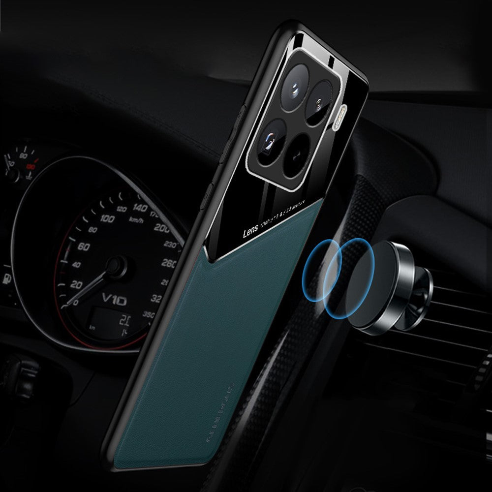 For Xiaomi 15 Pro Case Leather Coated PC+TPU Phone Back Cover