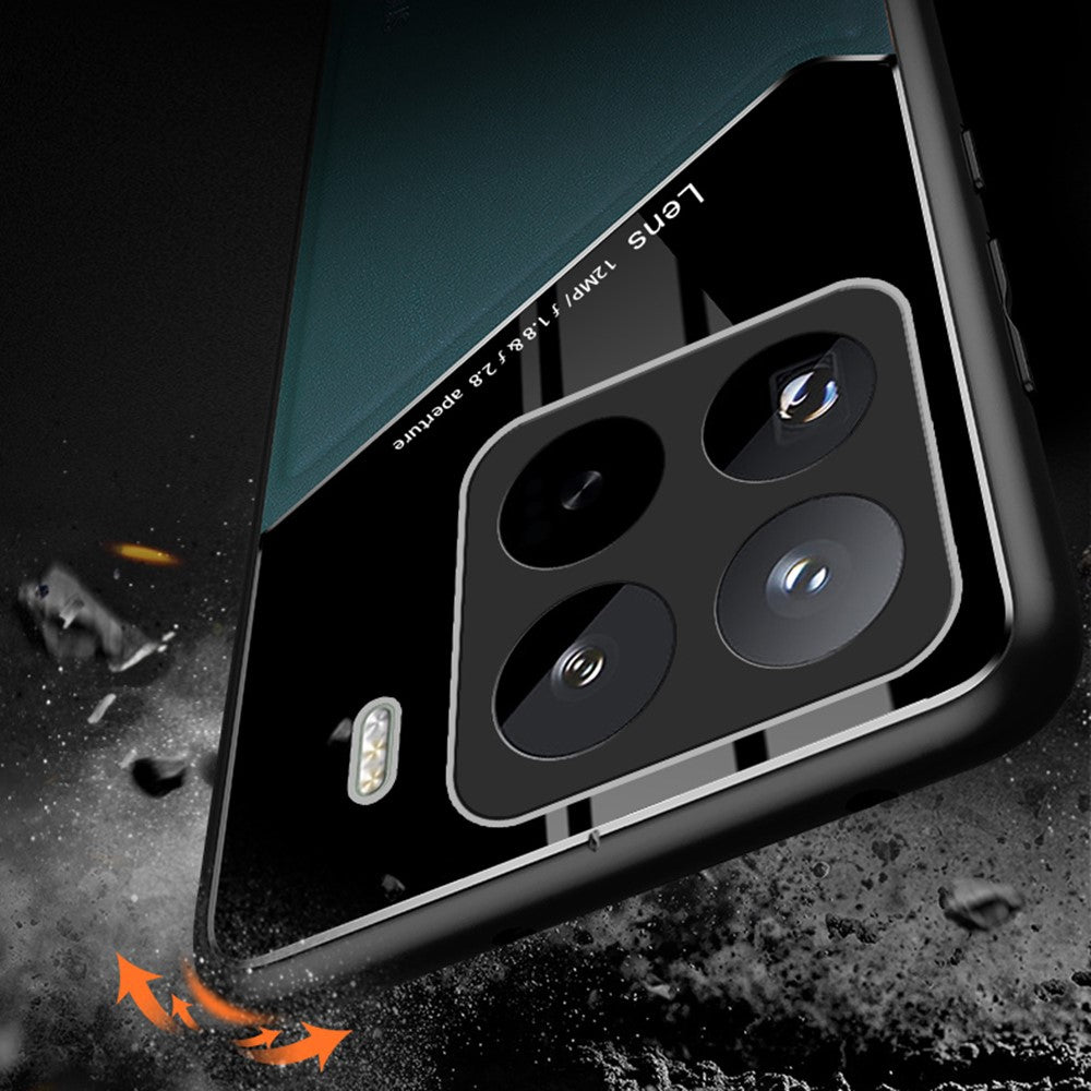 For Xiaomi 15 Pro Case Leather Coated PC+TPU Phone Back Cover