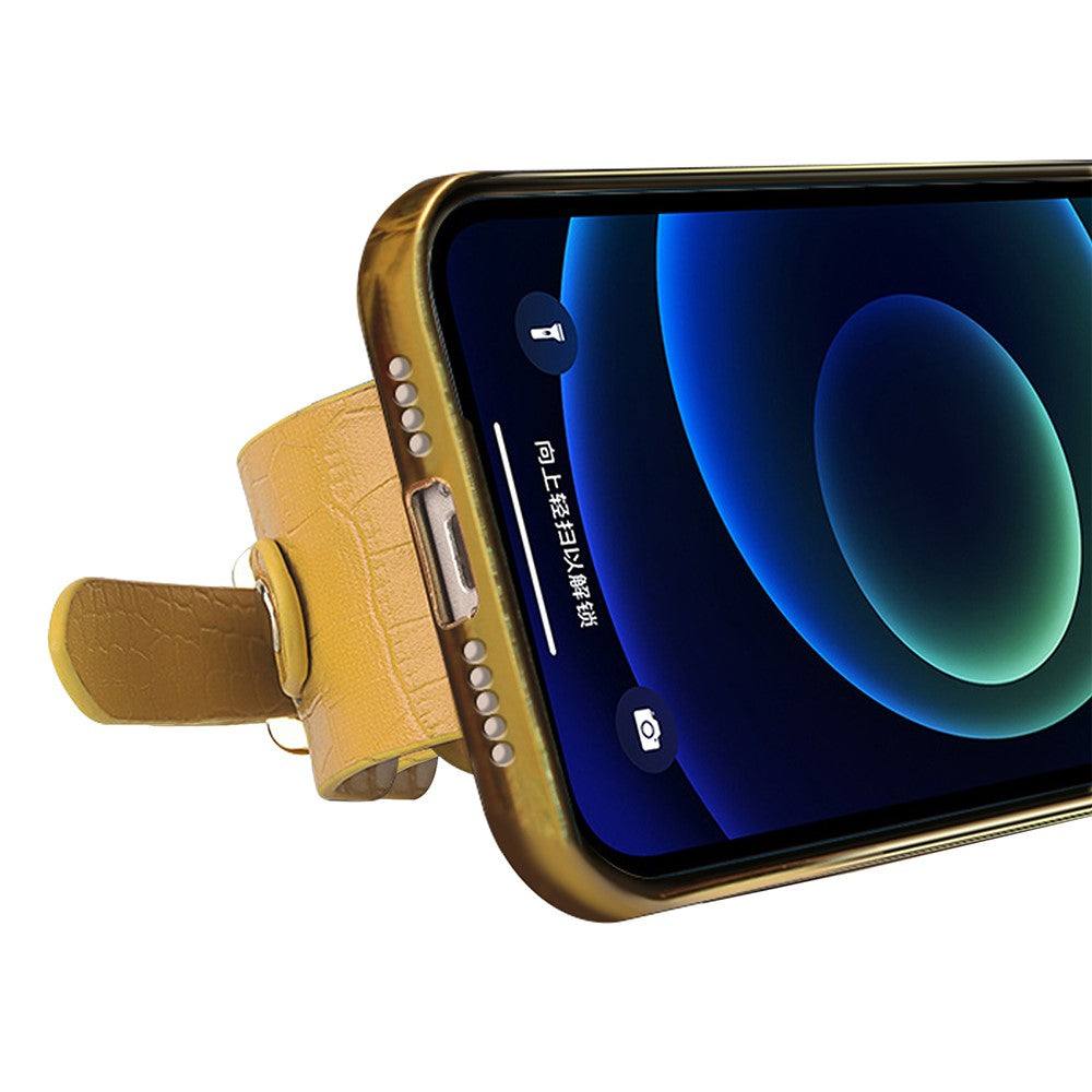 Honor 200 Lite Handyhülle – Schutzhülle mit Armband & Ständer, aus Leder in Krokodiloptik + TPU-galvanisiert