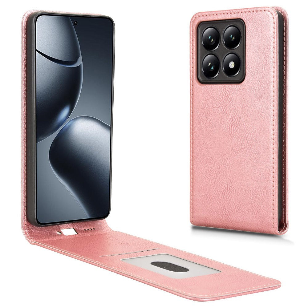 For Xiaomi 14T Pro Case with Card Slot Magnetic Vertical Flip Leather Phone Cover