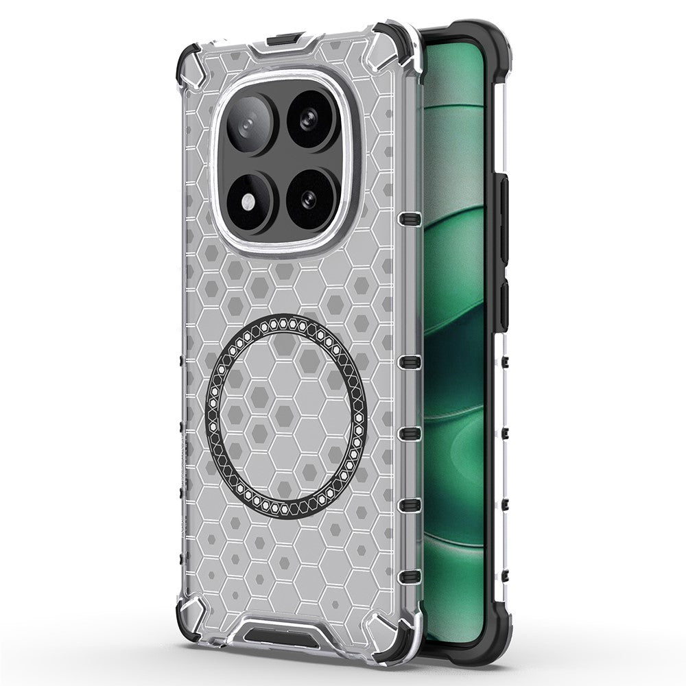 For Xiaomi Redmi Note 14 Pro 5G / Poco X7 5G Magnetic Case Honeycomb Design TPU + PC Phone Cover