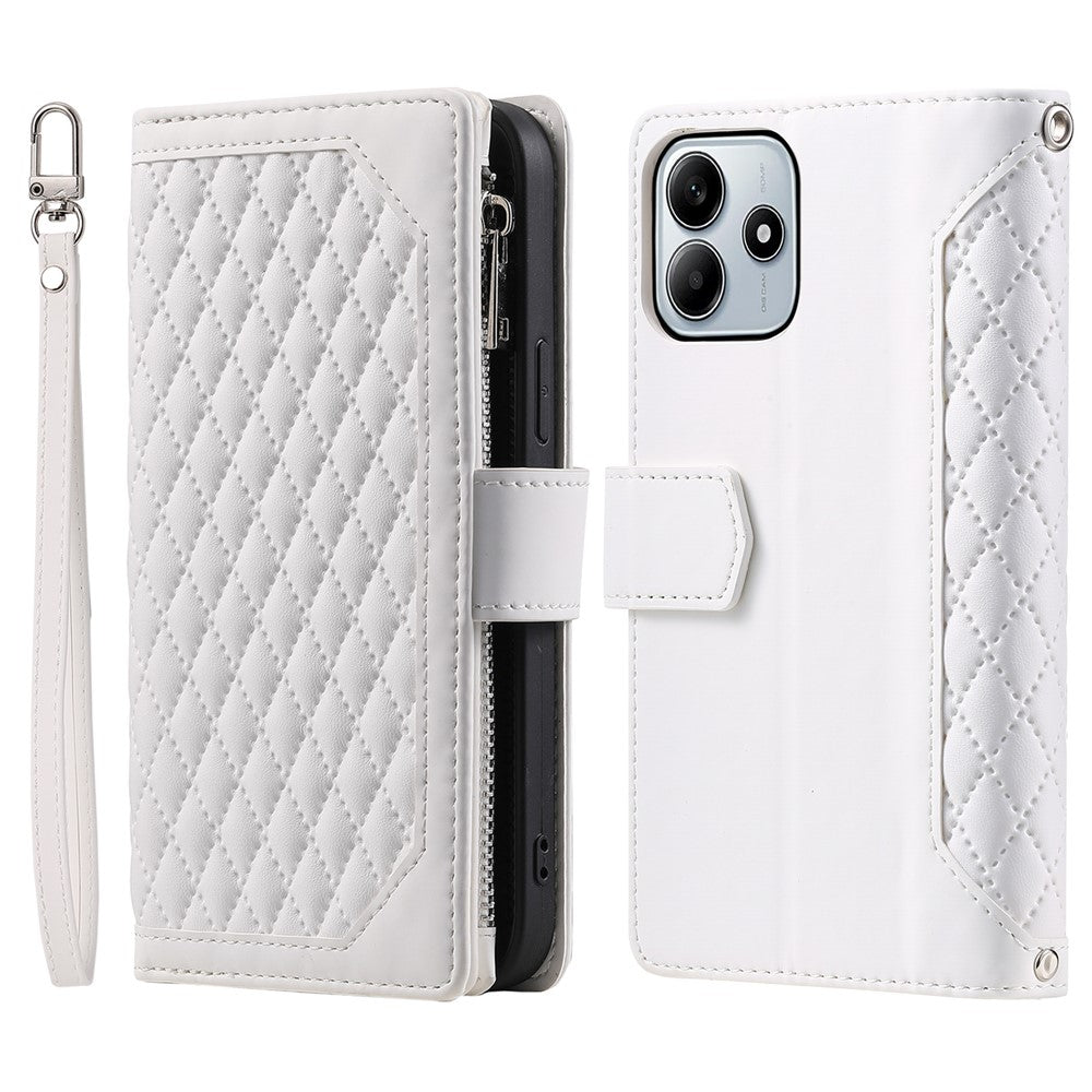 Style 005 For Xiaomi Redmi Note 14 5G Wallet Case Rhombus Stitching Line PU Leather Phone Cover