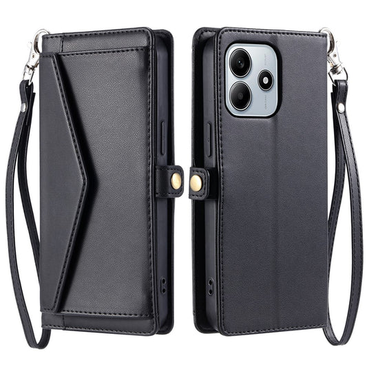 Xiaomi Redmi Note 14 5G Handyhülle – Ledertasche, Brieftaschenständer, mit Riemen