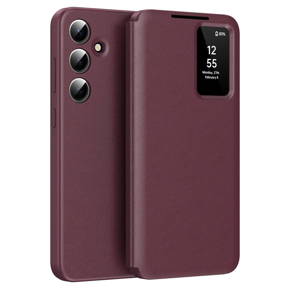 Galaxy S25 Plus Lederhülle – Mit Kartenfach & Smart-View Fenster