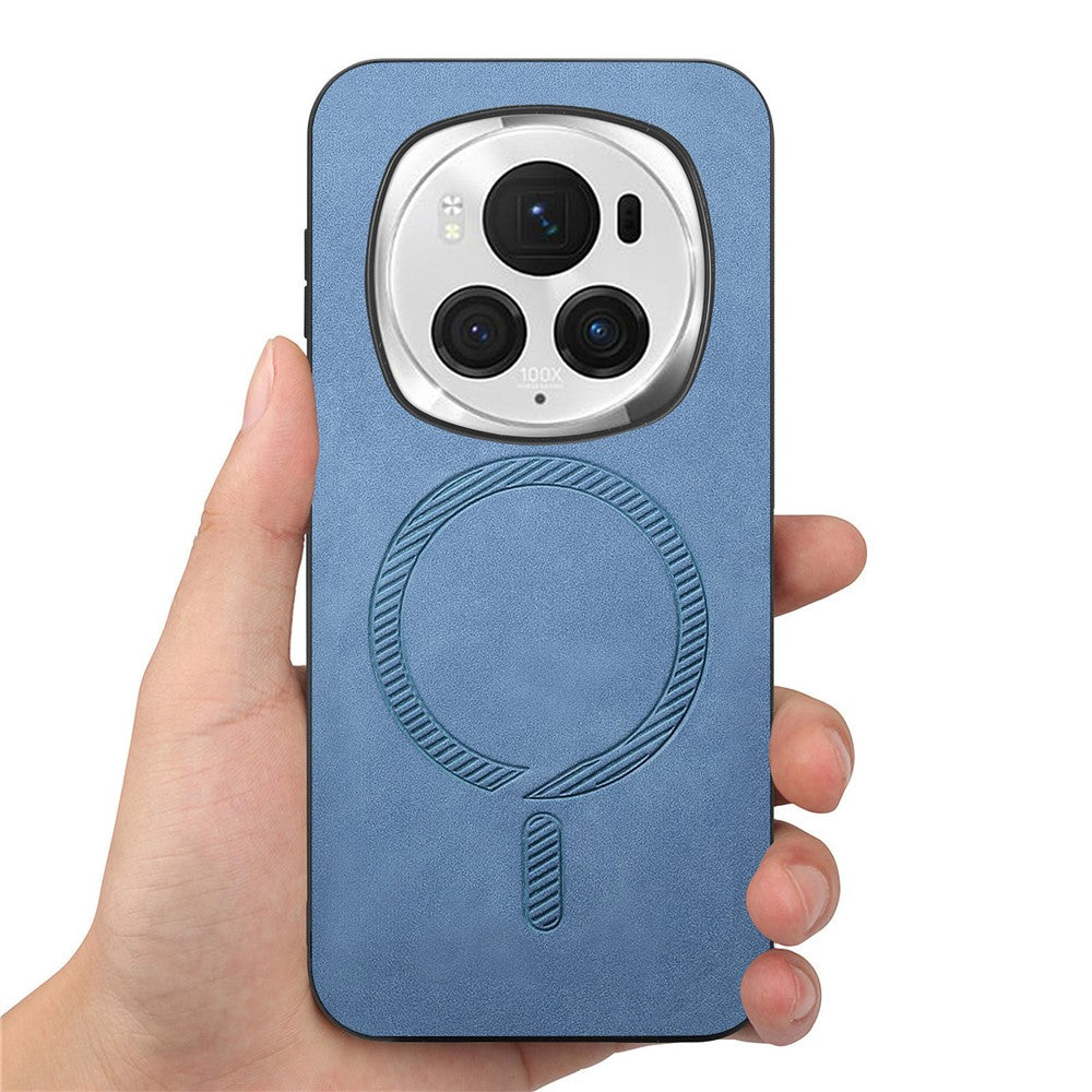 Honor Magic6 Pro 5G Handyhülle – Magnetische Leder-Rückseite, hautfreundlich