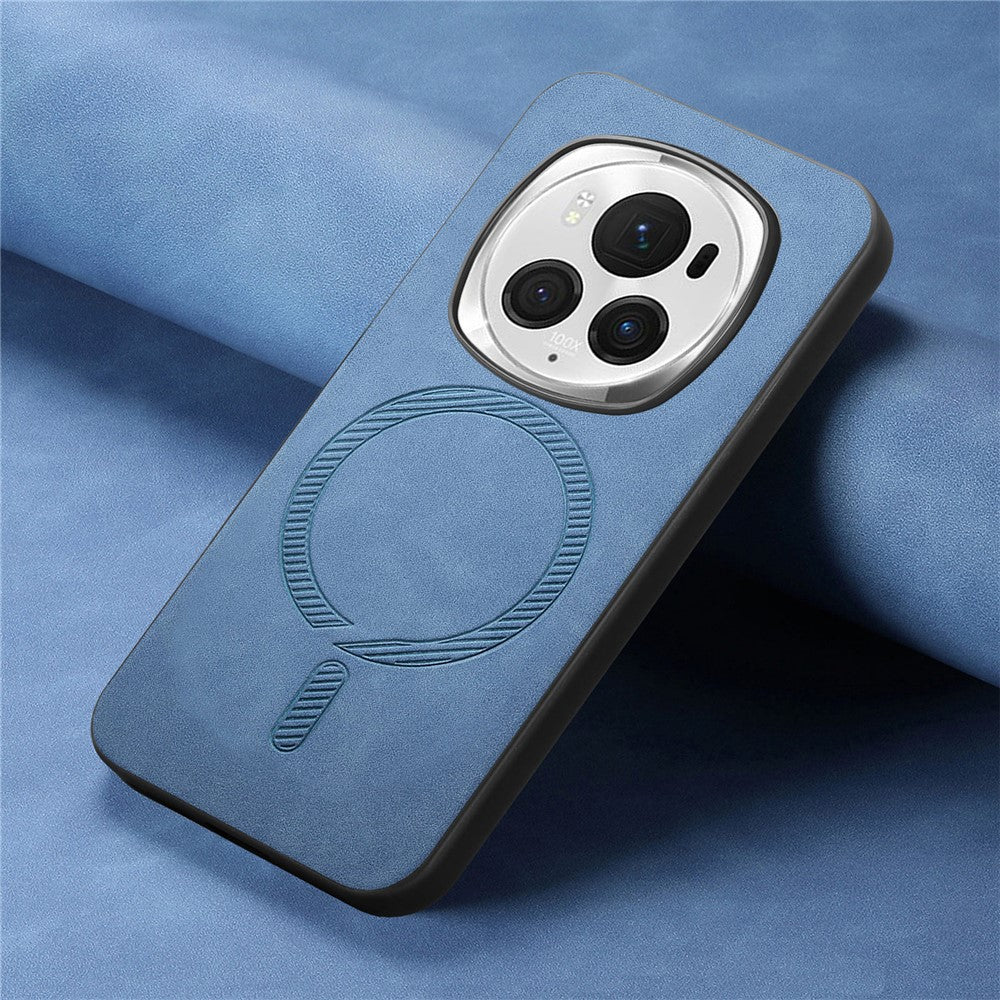 Honor Magic6 Pro 5G Handyhülle – Magnetische Leder-Rückseite, hautfreundlich