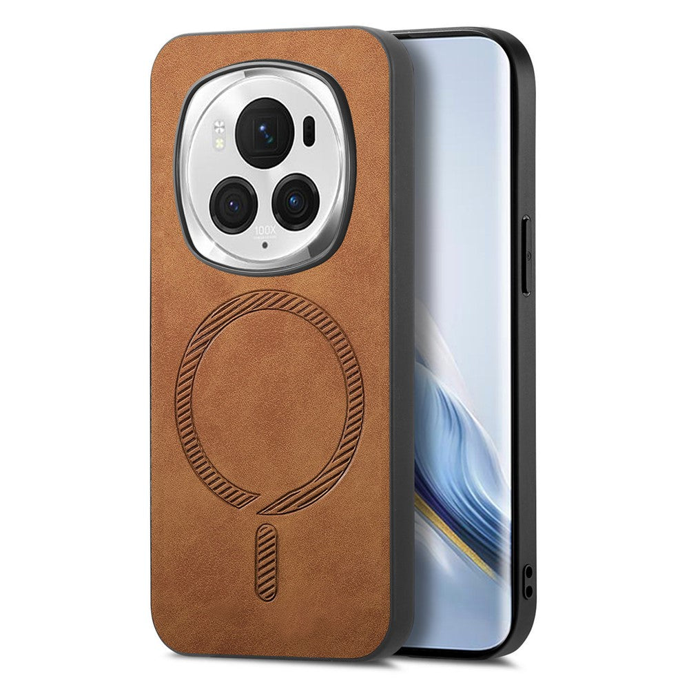 Honor Magic6 Pro 5G Handyhülle – Magnetische Leder-Rückseite, hautfreundlich
