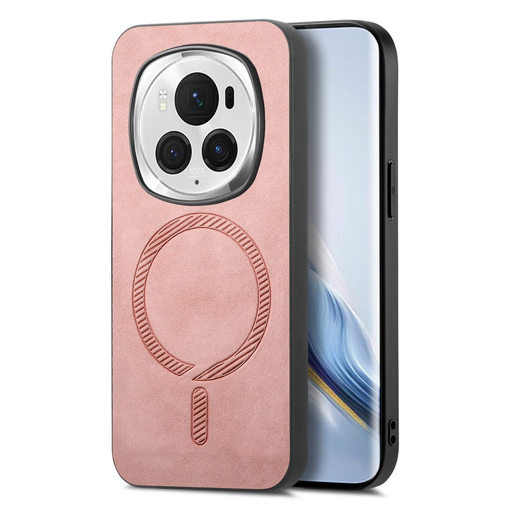 Honor Magic6 Pro 5G Handyhülle – Magnetische Leder-Rückseite, hautfreundlich