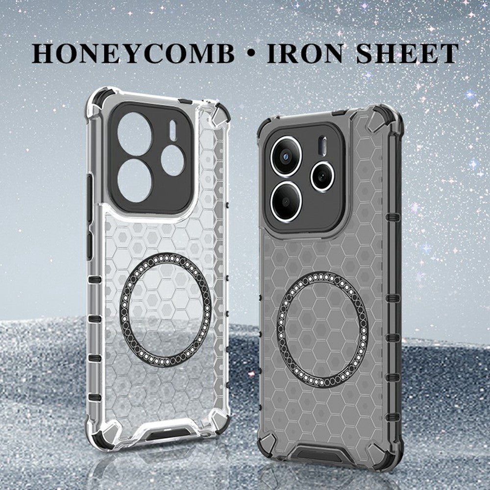For Xiaomi Redmi Note 14 5G Magnetic Case Honeycomb Design TPU + PC Phone Cover
