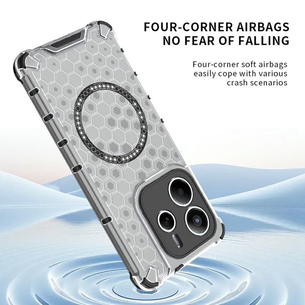 For Xiaomi Redmi Note 14 5G Magnetic Case Honeycomb Design TPU + PC Phone Cover