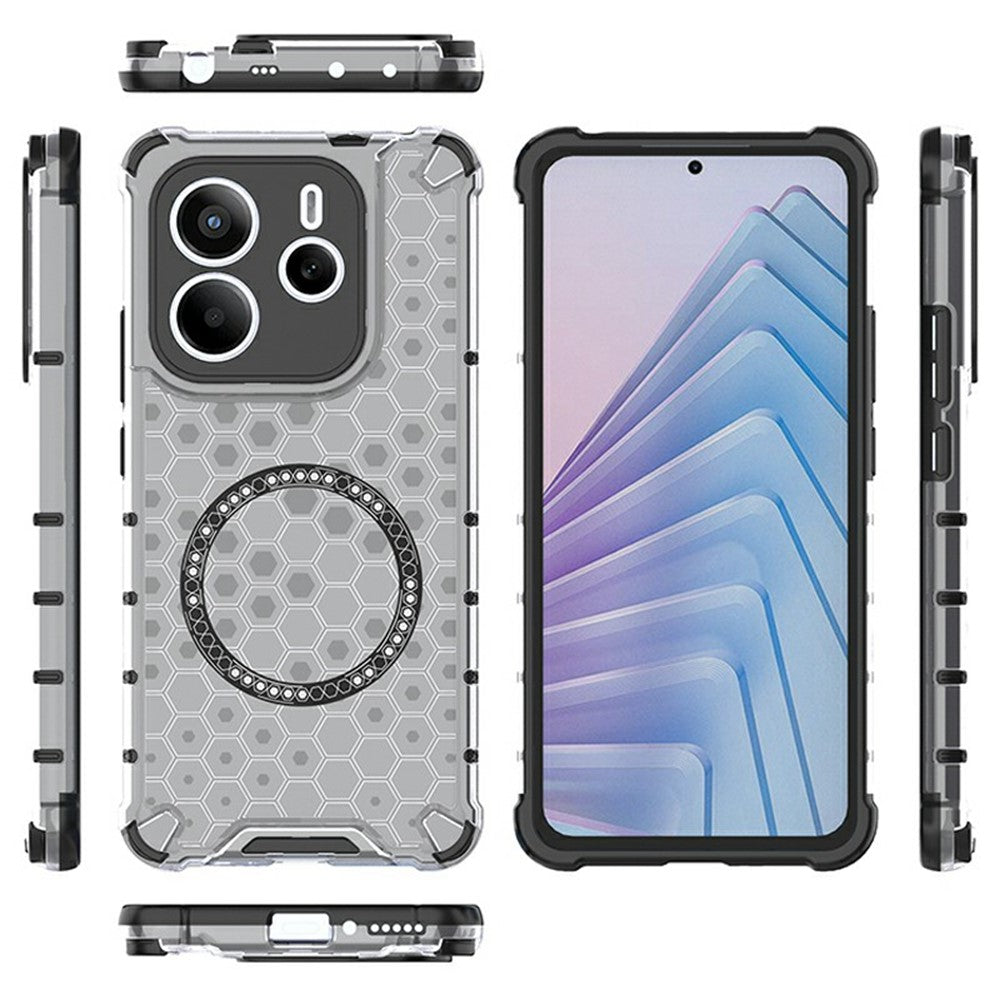 For Xiaomi Redmi Note 14 5G Magnetic Case Honeycomb Design TPU + PC Phone Cover