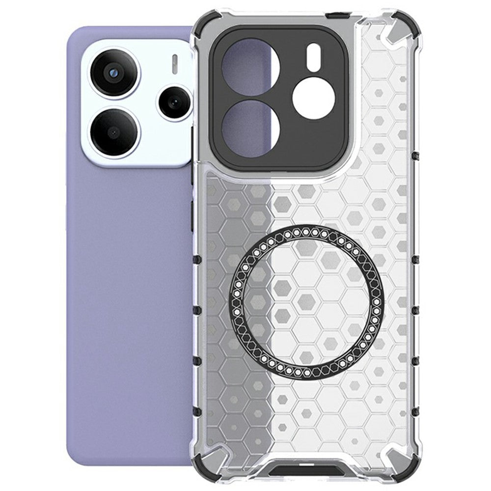 For Xiaomi Redmi Note 14 5G Magnetic Case Honeycomb Design TPU + PC Phone Cover