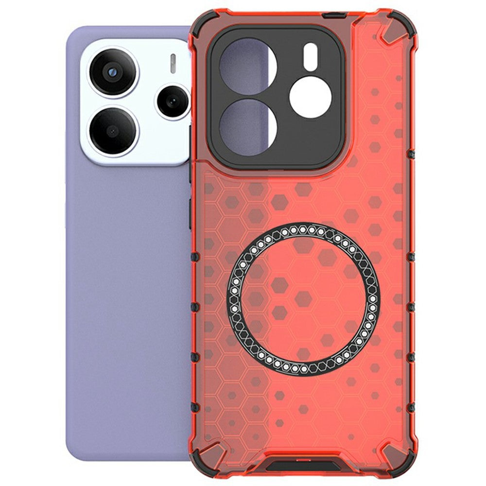 For Xiaomi Redmi Note 14 5G Magnetic Case Honeycomb Design TPU + PC Phone Cover