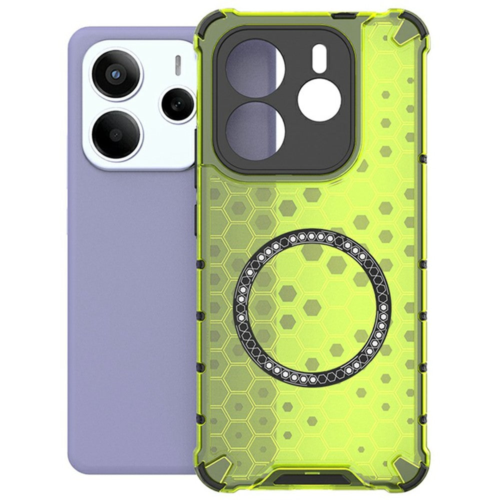 For Xiaomi Redmi Note 14 5G Magnetic Case Honeycomb Design TPU + PC Phone Cover