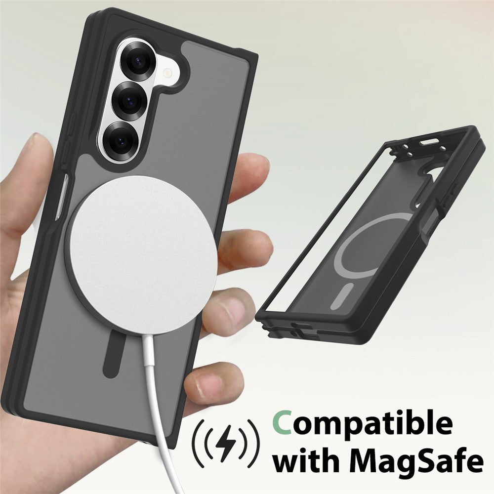 For Samsung Galaxy Z Fold6 5G Magnetic Case TPU Frame Acrylic Back Phone Cover Skin Touch