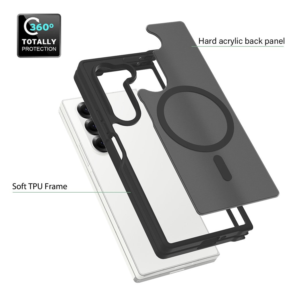 For Samsung Galaxy Z Fold6 5G Magnetic Case TPU Frame Acrylic Back Phone Cover Skin Touch