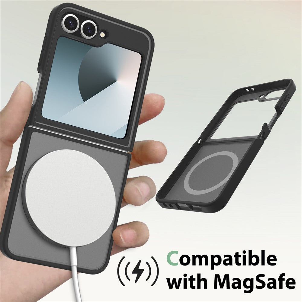 For Samsung Galaxy Z Flip7 FE 5G / Z Flip6 5G Magnetic Case TPU Frame Acrylic Back Phone Cover Skin Touch