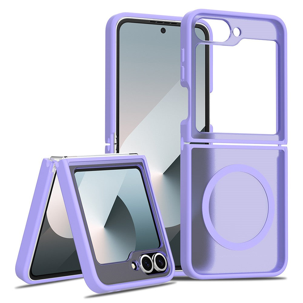 For Samsung Galaxy Z Flip7 FE 5G / Z Flip6 5G Magnetic Case TPU Frame Acrylic Back Phone Cover Skin Touch