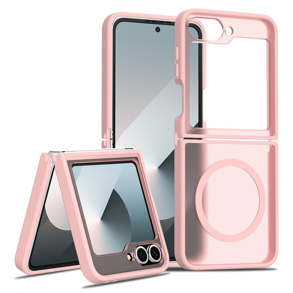 For Samsung Galaxy Z Flip7 FE 5G / Z Flip6 5G Magnetic Case TPU Frame Acrylic Back Phone Cover Skin Touch