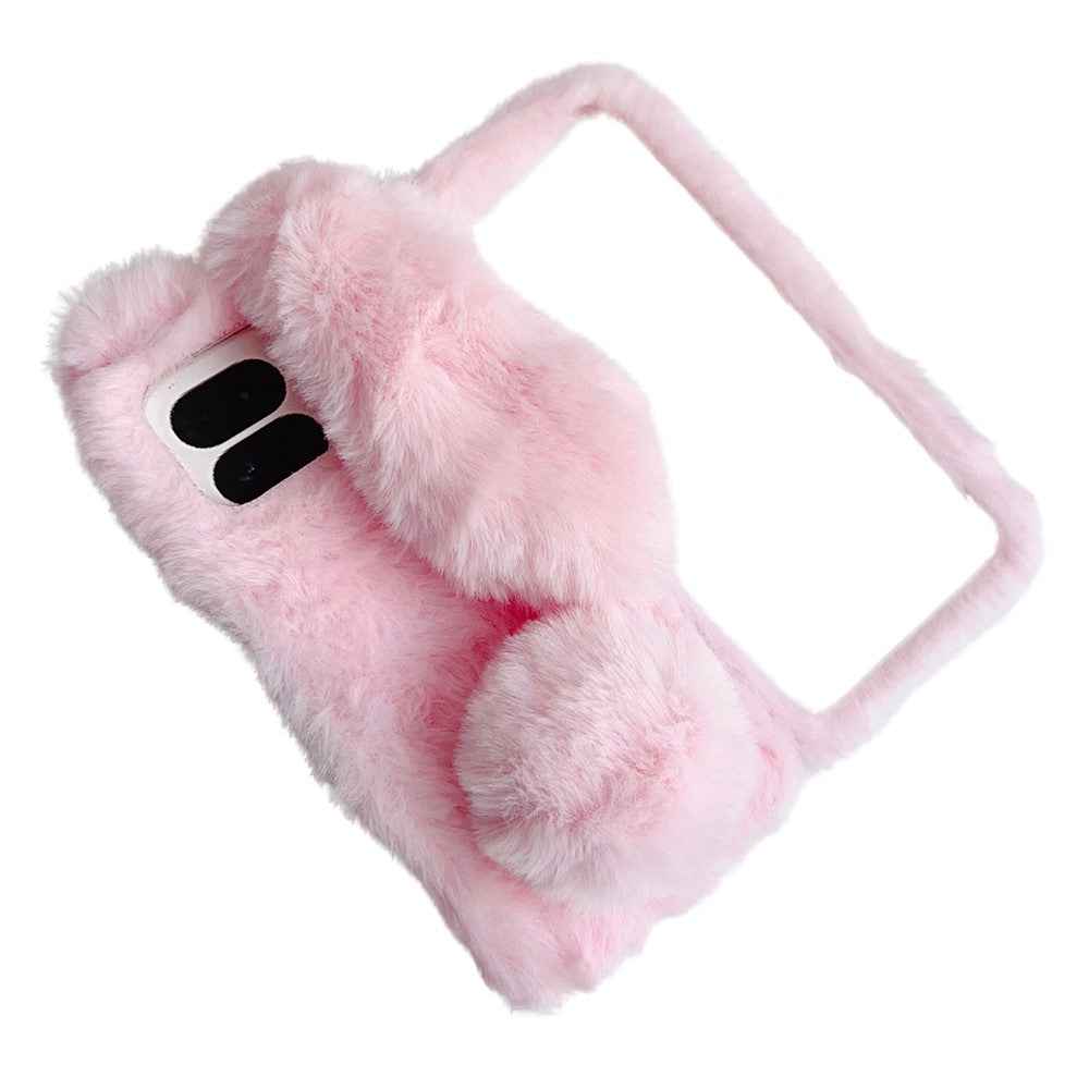 For Google Pixel 9 Pro Fold 5G Case Bunny Ears Winter Plush Hard PC Phone Cover