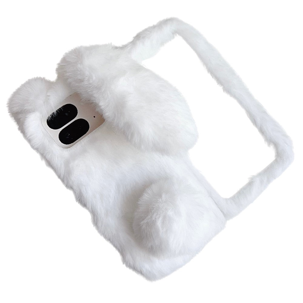 For Google Pixel 9 Pro Fold 5G Case Bunny Ears Winter Plush Hard PC Phone Cover