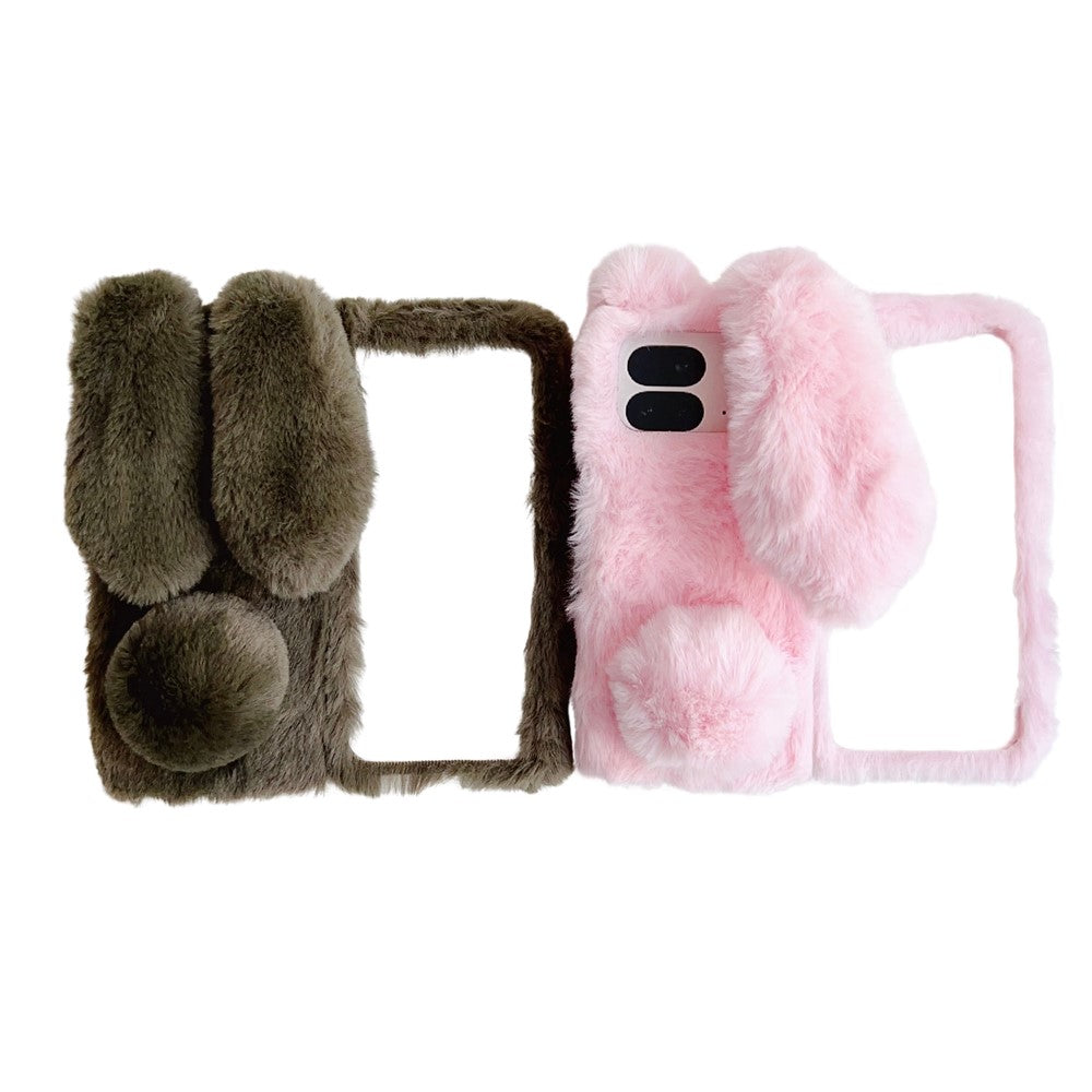 For Google Pixel 9 Pro Fold 5G Case Bunny Ears Winter Plush Hard PC Phone Cover
