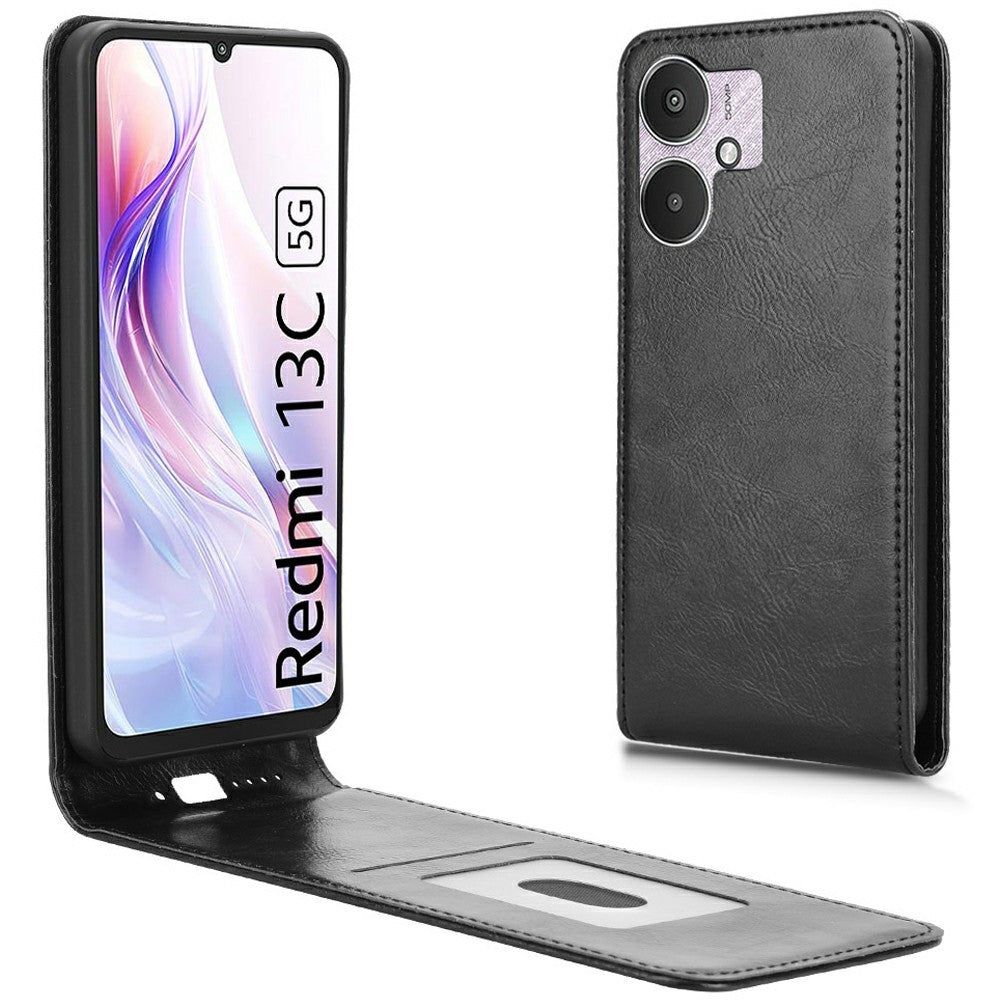 Leather Case For Xiaomi Redmi 13C 5G  /  4G  /  13R 5G  /  Poco C65 4G  /  Poco M6 5G Magnetic Vertical Flip Phone Cover with Card Slot