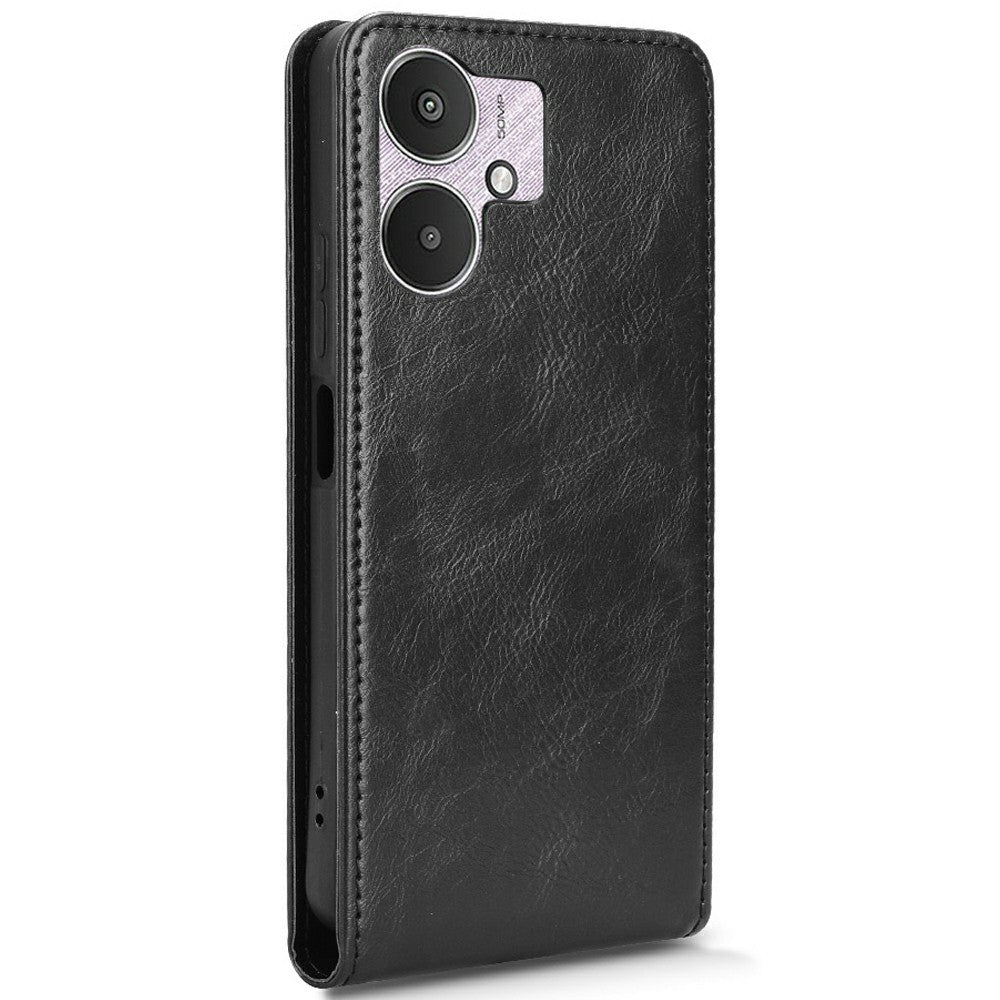Leather Case For Xiaomi Redmi 13C 5G  /  4G  /  13R 5G  /  Poco C65 4G  /  Poco M6 5G Magnetic Vertical Flip Phone Cover with Card Slot